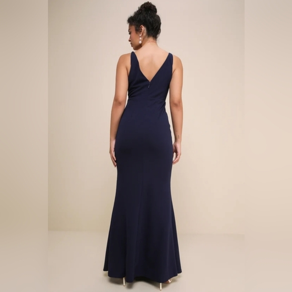 Lulus | Melora Navy Blue Sleeveless Maxi Dress | Size L - Picture 2 of 9